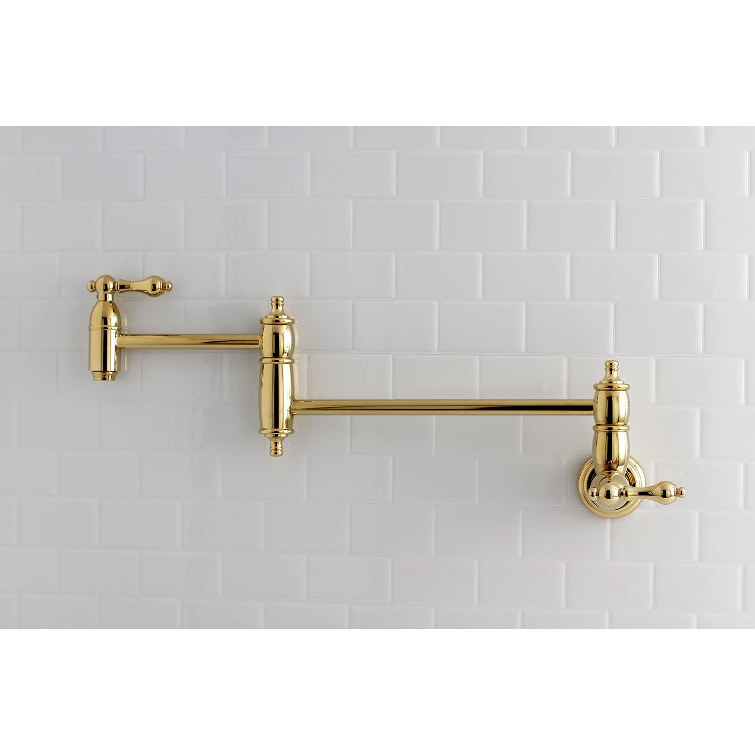 Kingston Heirloom KS3102AL - Restoration Two-Handle 1-Hole Wall Mount Pot Filler Faucet, Polished Brass — thumbnail 2